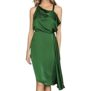 Reiss NWT Women’s 0 Dark Emerald Green Ostia One Shoulder Drape Cocktail Dress